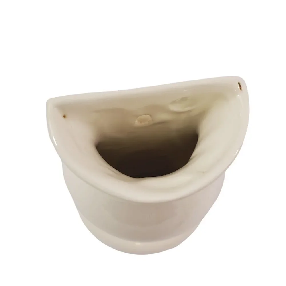 SIGNED Art Ceramic Ivory with Gold Accent Tabletop Wall Vase